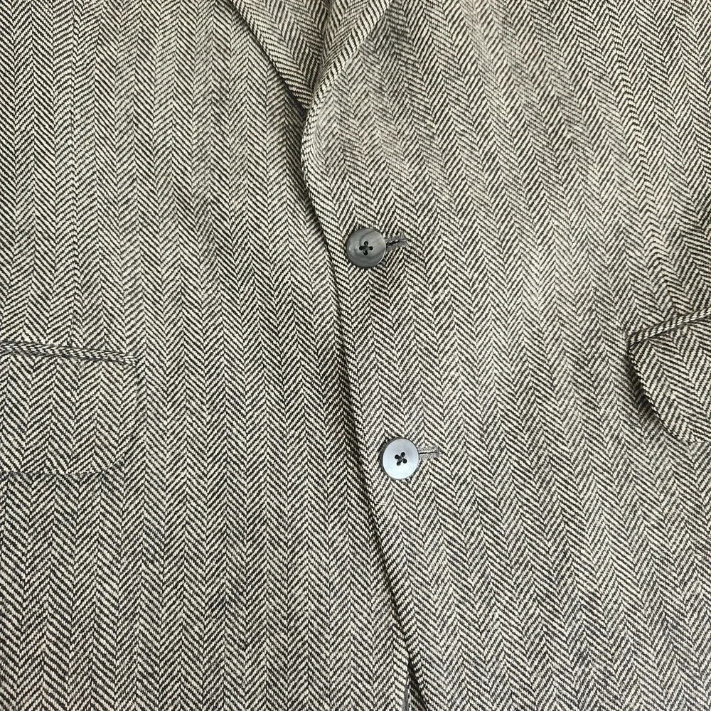 Tweed Herringbone 100% Wool Blazer Jacket 43L 43 Nordstrom Mens Black Sport Coat
